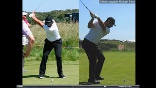 Jon Rahm golf swing  Long Iron faceon amp downtheline July 2017 [upl. by Sanfourd]