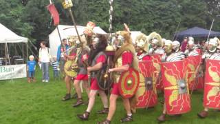 Roman Reenactment at the Amphitheatre in Caerleon Marching In [upl. by Tiloine194]