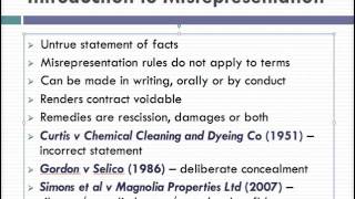 Misrepresentation Lecture 1 of 4 [upl. by Nyl]